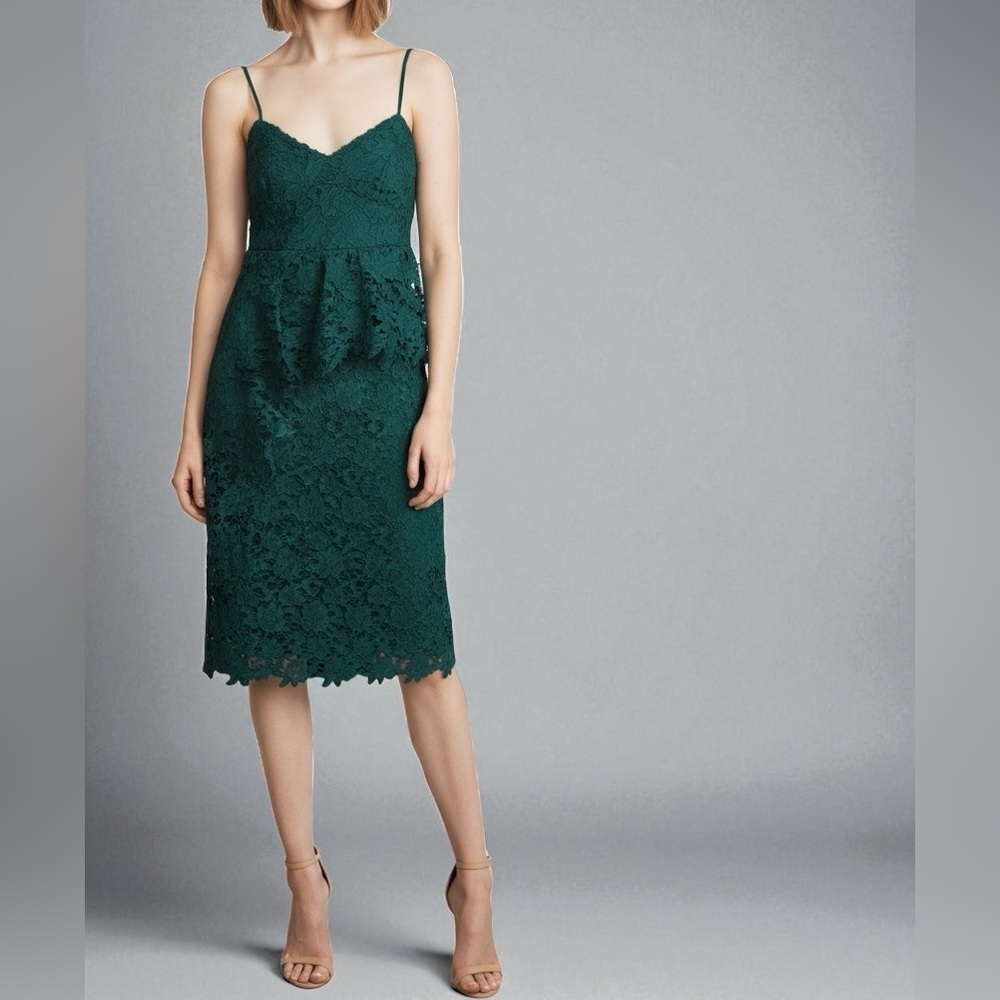 Club Monaco Bliannah Emerald Green Lace Midi Sheath Dress Size 2 NWT
